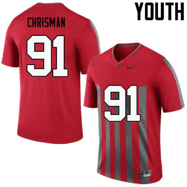 Youth Ohio State Buckeyes #91 Drue Chrisman College Football Jerseys Game-Throwback